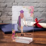 Plaque en acrylique personnalisée avec portrait et texte de remise des diplômes - Cadeau de félicitations pour les diplômés