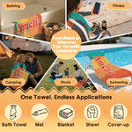 Personalized Color Blocks Oversized Quick Dry Magnetic Beach Towel with Name Summer Vacation Beach Party Birthday Gift for Family Friends