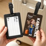 Personalizowana zawieszka do bagażu z kreskówkową postacią i imieniem akcesorium podróżne prezent urodzinowy dla rodziny i podróży