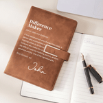 Personalizzato Difference Maker Taccuino in pelle PU A5 con nome Uso quotidiano in ufficio Apprezziamo il regalo per il collega Mentor Leader