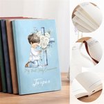 Personalised Cartoon Praying Kid Flower Cross Bible A5 A6 Notebook with Name and Text Inspirational Birthday Gift for Kids Christians