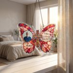 Croix papillon en acrylique personnalisée avec nom et année Décoration suspendue pour la maison et la véranda Cadeau de sympathie pour la famille
