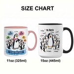 Gepersonaliseerde Schattige Pinguïn Leraar 11 oz 15 oz Keramische Mok Onderzetter met Tekst en Onderzetter Lerarendag Verjaardagscadeau voor Leraar