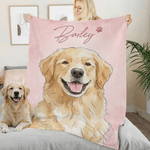 Personalisierte Decke mit Aquarell Tierporträt | Foto in Cartoon-Illustration verwandeln | Wohndeko | Winter Weihnachtsgeschenk für Frauchen Herrchen