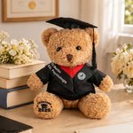 Personalisierter Niedlicher Absolventenhut Plüsch Teddybär mit Namen und Uni-Wappen Schule Abschluss Geschenk für Kinder Absolventen der Klasse 2026
