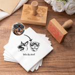 Personalized Pet Face Photo Wooden Rubber Stamp with Text Wedding Napkin Invitation Envelope Decor Birthday Gift for Newlyweds Pet Lovers