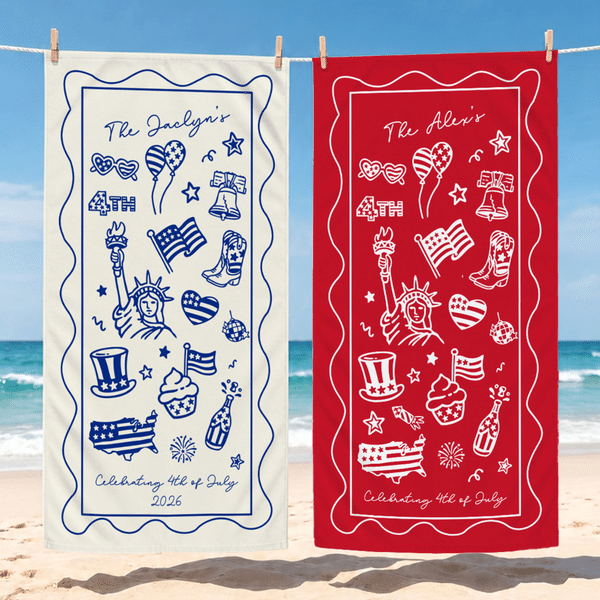 Bandiera americana personalizzata Stella Asciugamano da spiaggia morbido ad asciugatura rapida con nome e anno Giorno dell'Indipendenza 4 luglio Regalo per la famiglia e gli amici