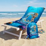 Telo mare personalizzato con nome e iniziale, tema piccolo diver, morbido e assorbente, ideale per mare - Regalo estivo per bambini