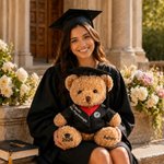 Personalisierter Niedlicher Absolventenhut Plüsch Teddybär mit Namen und Uni-Wappen Schule Abschluss Geschenk für Kinder Absolventen der Klasse 2026