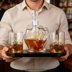 Personalised Funny Middle Finger Whiskey Decanter Set with Name Daily Use Father's Day Gift for Whiskey Lover Dad
