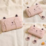 Gepersonaliseerde Schattige Kat Poot Magnetische Multi-Compartiment PU Ritssluiting Portemonnee met Naam Dagelijks Gebruik Verjaardagscadeau voor Kat Liefhebbers Meisjes
