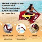 Serviette de plage personnalisée avec nom numéro et motif joueur de football - Cadeau de vacances pour les amoureux du football