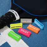 Fascia personalizzata multicolore per il manico della racchetta da pickleball con scritta: regalo di compleanno per gli appassionati di pickleball