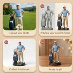 Personalised Photo into 3D Golf Character Figurine Ornament with Text Desktop Decor Birthday Team Gift for Golf Lover