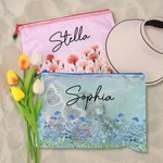 Personalised Birth Flower Waterproof Large Capacity Pool Beach Bag with Name Daily Use Birthday Summer Vocation Party Gift for Women