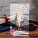Plaque en acrylique personnalisée avec portrait et texte de remise des diplômes - Cadeau de félicitations pour les diplômés