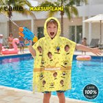Serviette de plage à capuche personnalisée avec nom et photo - Cadeau de vacances pour les enfants Callie x Marsupilami