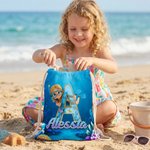 Telo mare personalizzato con nome e iniziale, tema piccolo diver, morbido e assorbente, ideale per mare - Regalo estivo per bambini