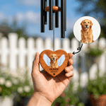 Personalised Pet Photo Paw Angel Wing Wooden Wind Chimes with Name Home Use Sympathy Anniversary Gift for Pet Owner Friend