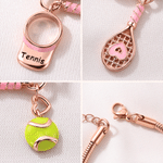 Personalised Tennis Racket Ball Cap Adjustable Snake Bracelet with Name Tennis Match Birthday Gift for Tennis Lover