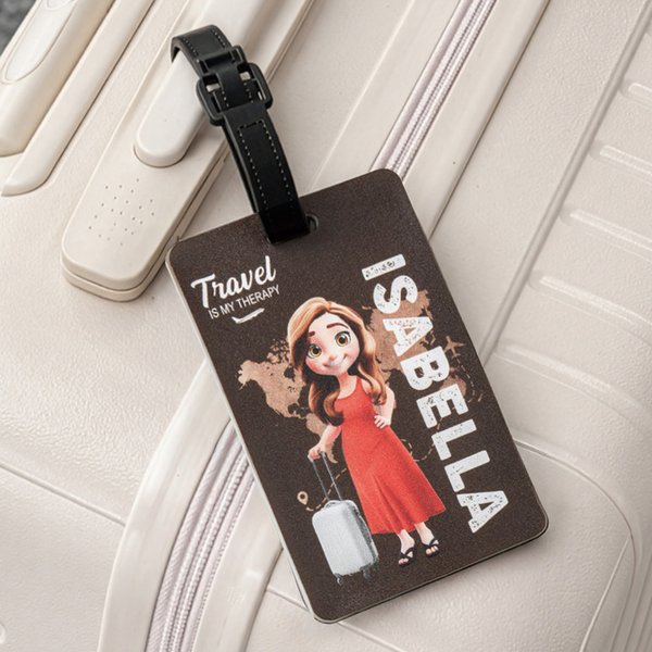 Let The Adventure Begins - Personalized Cartoon Travel Character Name Luggage Tag for Family Travel Birthday Gift