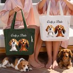 Bolso tote de pana personalizado con nombre y diseño de dibujo animado de mascota gran capacidad regalo de cumpleaños para dueños de mascotas