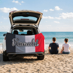 Personalized Color Blocks Oversized Quick Dry Magnetic Beach Towel with Name Summer Vacation Beach Party Birthday Gift for Family Friends