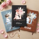 Personalised Cartoon Praying Kid Flower Cross Bible A5 A6 Notebook with Name and Text Inspirational Birthday Gift for Kids Christians
