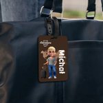Personalizowana zawieszka do bagażu z kreskówkową postacią i imieniem akcesorium podróżne prezent urodzinowy dla rodziny i podróży