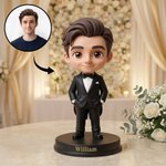 Gepersonaliseerd Bruidsjonkers Foto 3D Beeldje Ornament met Tekst Bureaudecor Bruiloft Enkel Feest Cadeau voor Bruidsjonkers