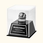 Présentoir de bague personnalisé avec 3 lignes du texte gravé - Bague avec texte et pierre au choix - Cadeau pour amateurs de sport