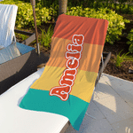 Personalized Color Blocks Oversized Quick Dry Magnetic Beach Towel with Name Summer Vacation Beach Party Birthday Gift for Family Friends