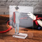 Plaque en acrylique personnalisée avec portrait et texte de remise des diplômes - Cadeau de félicitations pour les diplômés