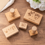 Personalized Pet Face Photo Wooden Rubber Stamp with Text Wedding Napkin Invitation Envelope Decor Birthday Gift for Newlyweds Pet Lovers