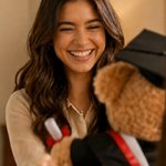 Personalisierter Niedlicher Absolventenhut Plüsch Teddybär mit Namen und Uni-Wappen Schule Abschluss Geschenk für Kinder Absolventen der Klasse 2026