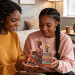 Personalisierte afroamerikanischen Lesen Frau hölzerne Ornament mit Namen Home Decor Afrozentrische Geschenk für Frauen Bücherwürmer Buchliebhaber
