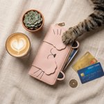 Gepersonaliseerde Schattige Kat Poot Magnetische Multi-Compartiment PU Ritssluiting Portemonnee met Naam Dagelijks Gebruik Verjaardagscadeau voor Kat Liefhebbers Meisjes