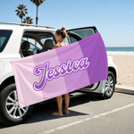 Personalized Color Blocks Oversized Quick Dry Magnetic Beach Towel with Name Summer Vacation Beach Party Birthday Gift for Family Friends