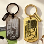 Personalised Soccer Basketball Sport National Flag Keychain with Title and Name Father's Day Game Day Gift for Dad Husband Grandpa