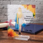 Plaque en acrylique personnalisée avec portrait et texte de remise des diplômes - Cadeau de félicitations pour les diplômés