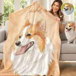 Personalisierte Decke mit Aquarell Tierporträt | Foto in Cartoon-Illustration verwandeln | Wohndeko | Winter Weihnachtsgeschenk für Frauchen Herrchen
