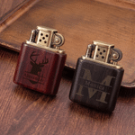 Personalized Engraved Monogram Sandalwood Lighter Kit with Initial Name and Box Daily Use Wedding Birthday Gift for Men Groomsmen