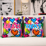 Personalized Graffiti Style Soft Throw Pillow Cover with Name Room Decor Daily Use Birthday Gift for Teenagers Kids