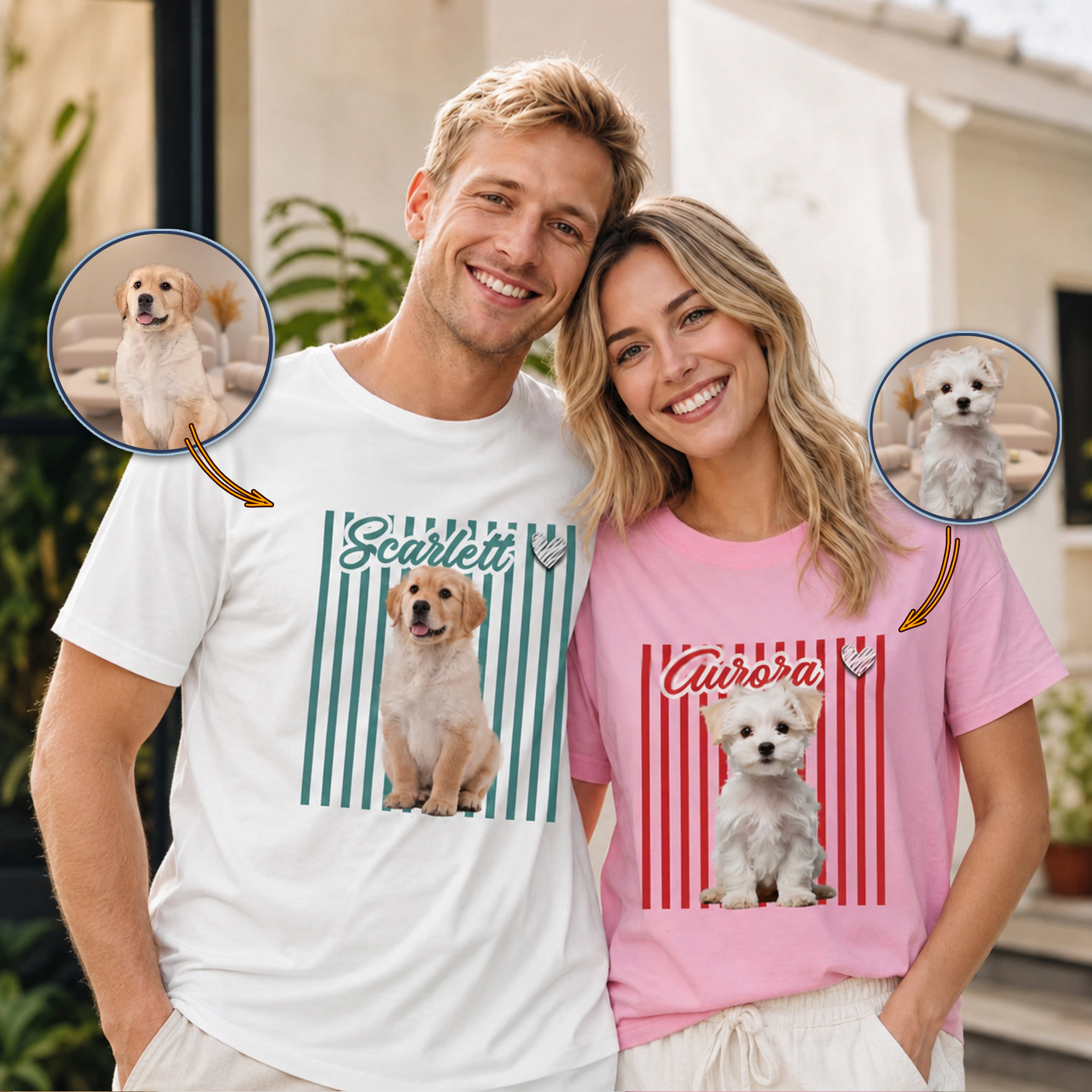 Individuell gestaltetes, mehrfarbiges T-Shirt oder Sweatshirt mit niedlichem Haustierfoto und Namen – Alltagskleidung und Geburtstagsgeschenk für Tierliebhaber