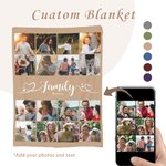 Personalized 16 Photos Collage Soft Fleece Throw Blanket with Name, Perfect Birthday & Christmas Gift for Family