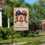 Personalized USA 250th Anniversary American Flag Bow Liberty Bell Garden Flag with Text Independence Day Anniversary Gift for Family