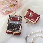 Personalised Birth Flower Skull PU Leather Mini Jewellery Box with Name and Kiss Lock Daily Use Birthday Gift for Girls Women Goth Enthusiasts