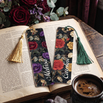Personalised Dark Academy Style Birth Flower Acrylic Bookmark with Name and Tassel Reading Supplies Book Club Birthday Gift for Reader Book Lover
