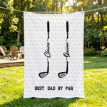 Personalised Best Dad Grandpa By Par Golf Club Soft Throw Blanket with Text and 1-14 Names Home Decor Father's Day Gift for Father Grandfather