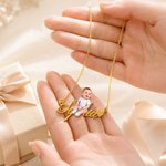 Personalised Heart Photo Design Necklace with Name Dainty Jewellery Birthday Anniversary Mother's Day Gift for Mom Grandma